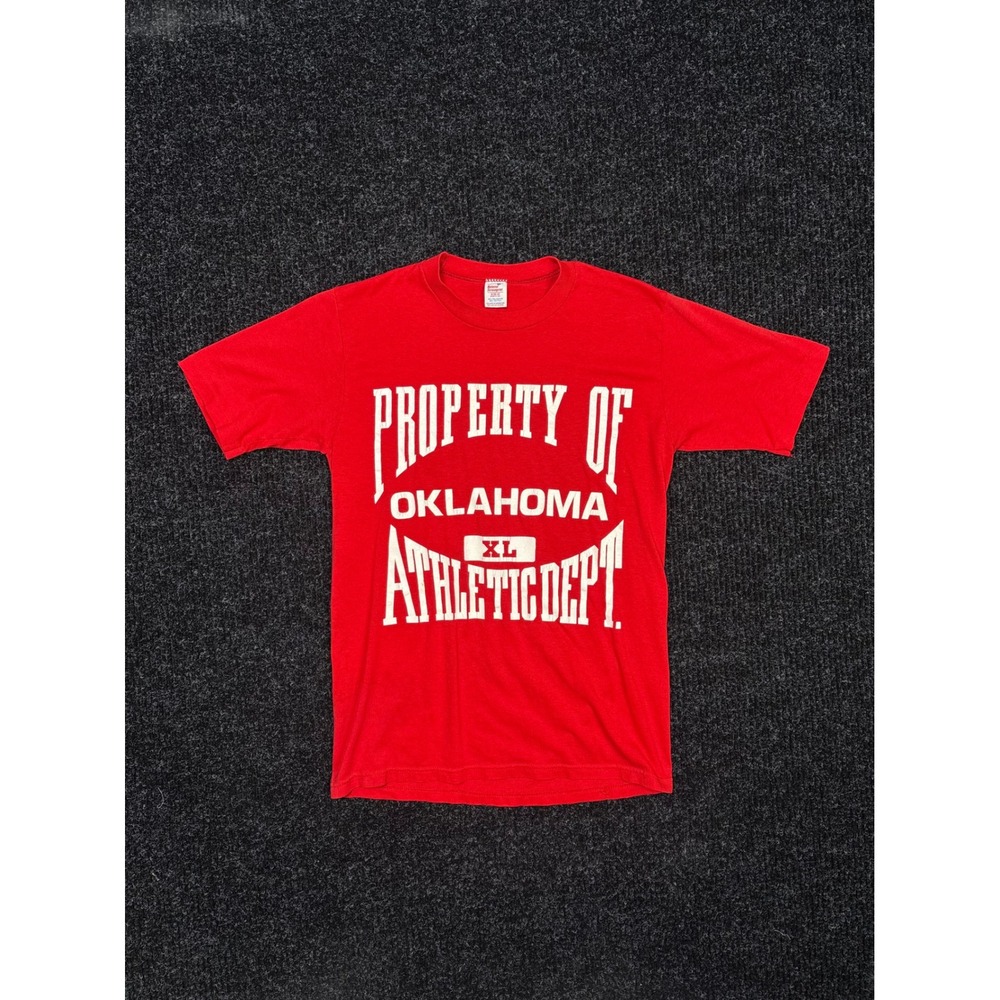 Vintage National Screenprint Oklahoma Athletic Dept T-Shirt Red Medium 50/50